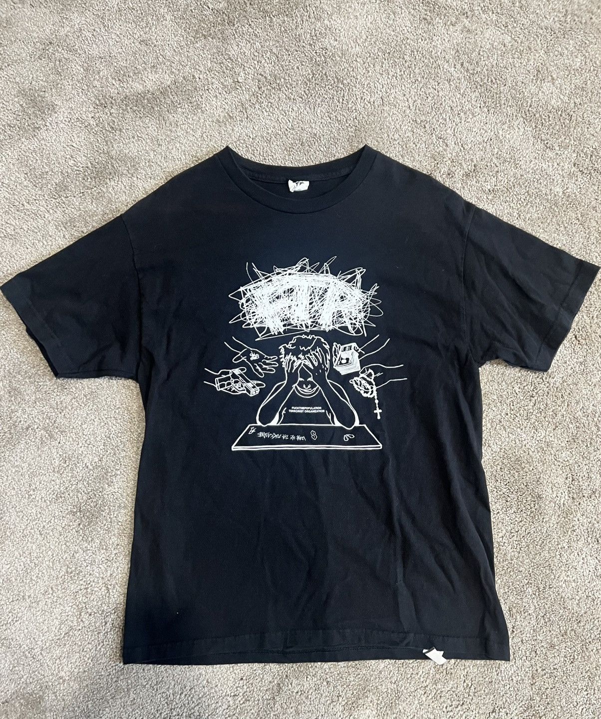 Fuck The Population Ftp Scribble Tee Black Mens Size Large Hoodie, Sweatshirt | FlexRushtees.com