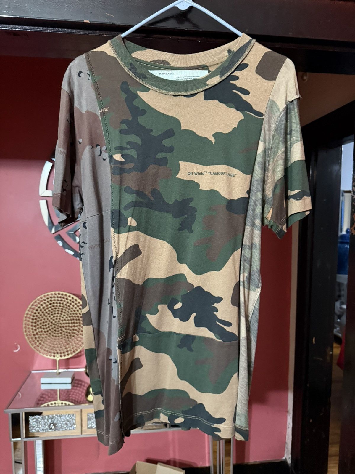 White Off White Camoflage Tee Size Medium Hoodie, Sweatshirt | FlexRushtees.com