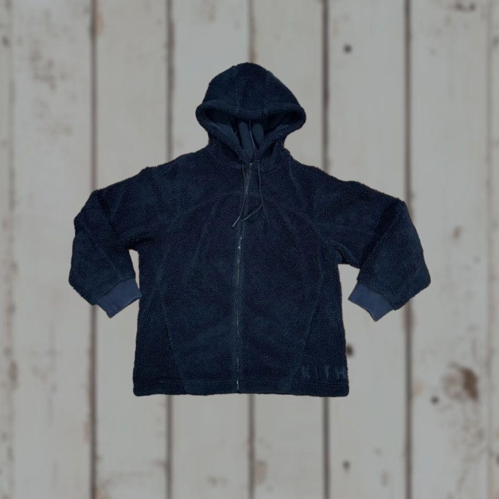 Kith Hoodie Long Sleeve Blue Large Sherpa Full Zip Hooded 1 4 Zip Men Winter Fall Size L