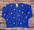Factory Vintage Quacker Factory Snowman Christmas Sweater Cardigan