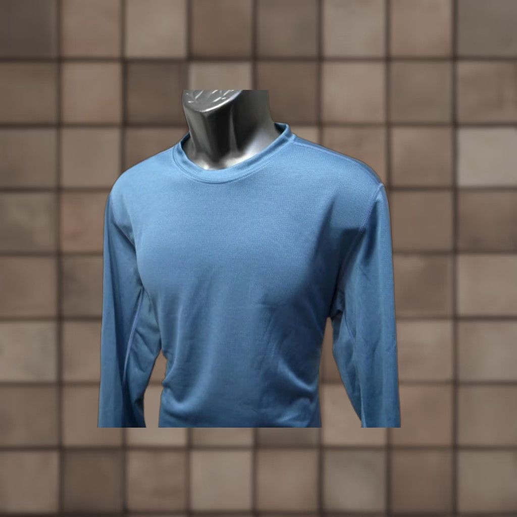 Vintage Rei Base Layer Shirt Blue Camp Hiking Long Sleeve Athletic Tee Mens L