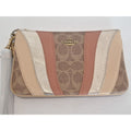 Coach Signature Colorblock Wristlet 71484 Tan Metallic Nwt