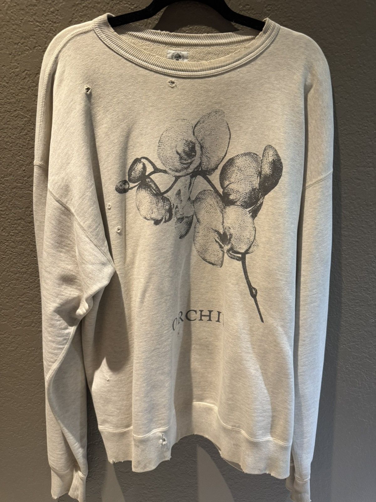 Saint Michael Love Orchid Crewneck Distressed Paint Splattered Faded Soft T-Shirts, Hoodie, Sweatshirt | FlexRushtees.com