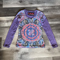 Barcelona Vintage Custo Chic High Illustration Couture Long Sleeve Top