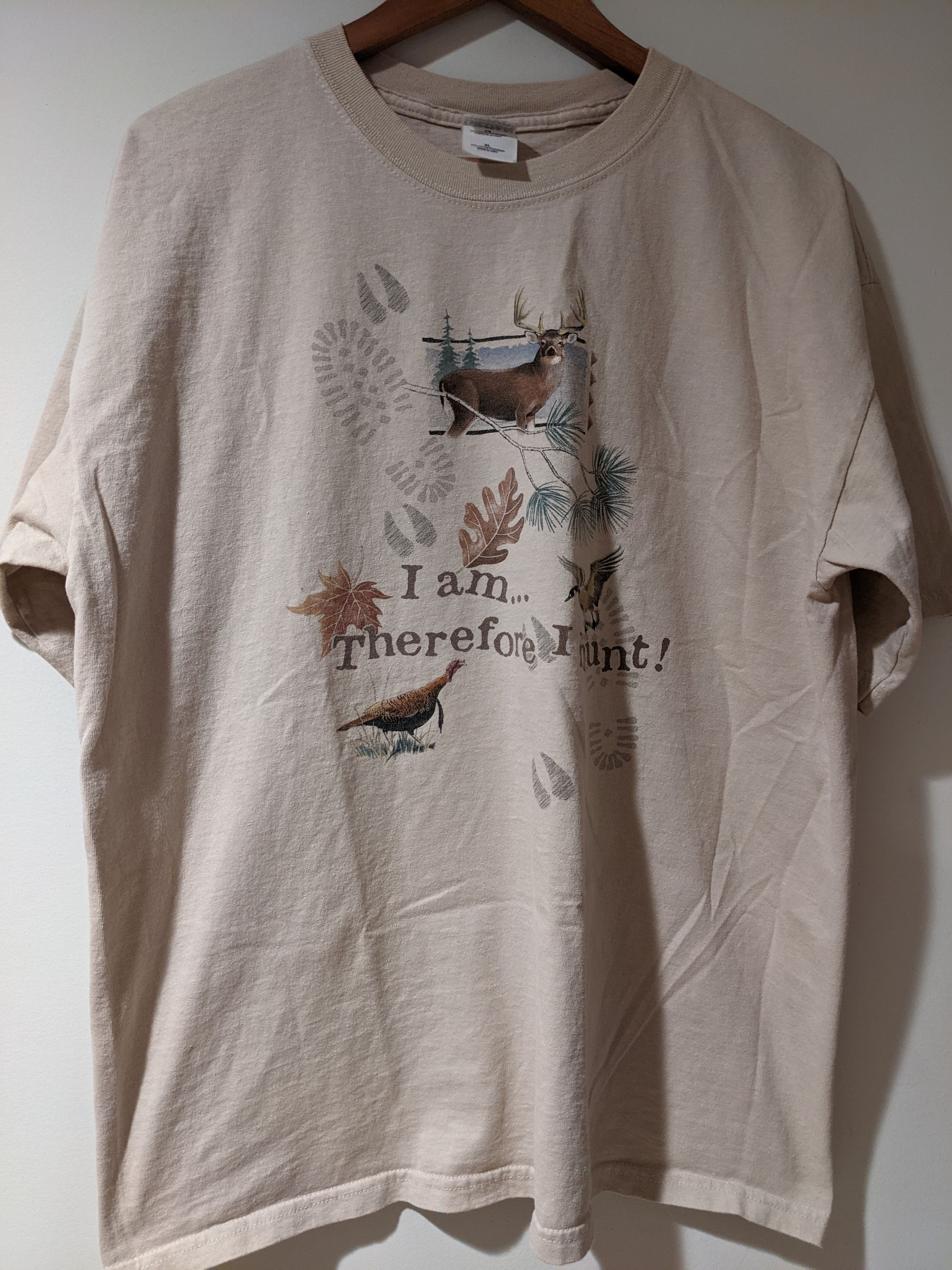 Vintage I Hunt Deer Doe Animal Nature Mountain T Shirt