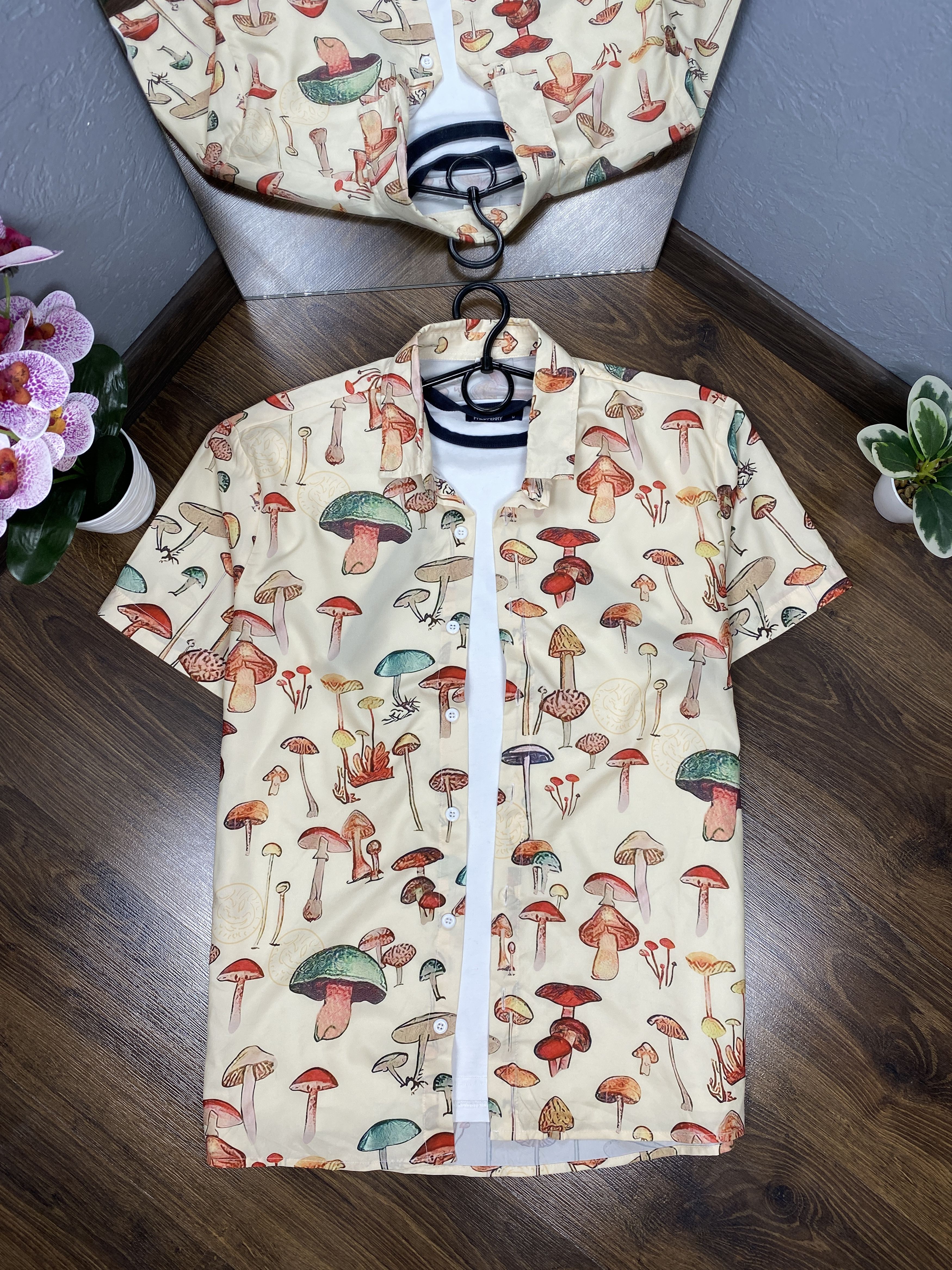 Other Mens Vintage Mushrooms Print Crazy Hawaiian Shirts