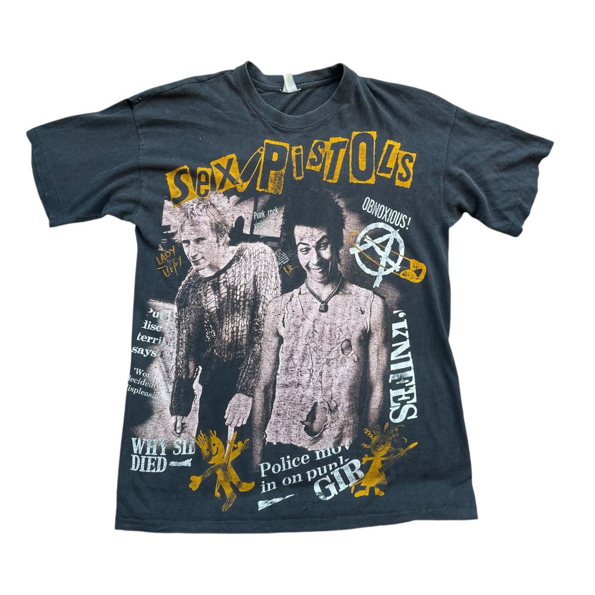 Vintage Sex Pistols Aop T Shirt Sid Single Faded Distressed Hoodie, Sweatshirt | FlexRushtees.com