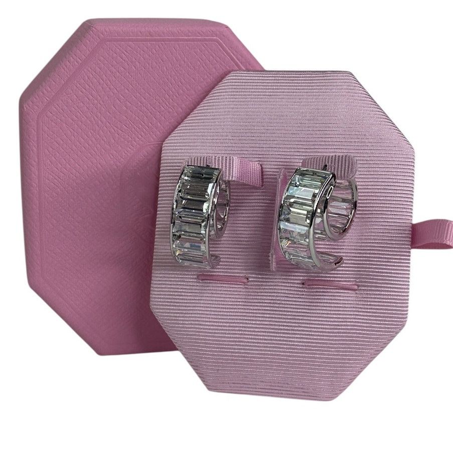 Swarovski Matrix Hoop Earrings Baguette Cut