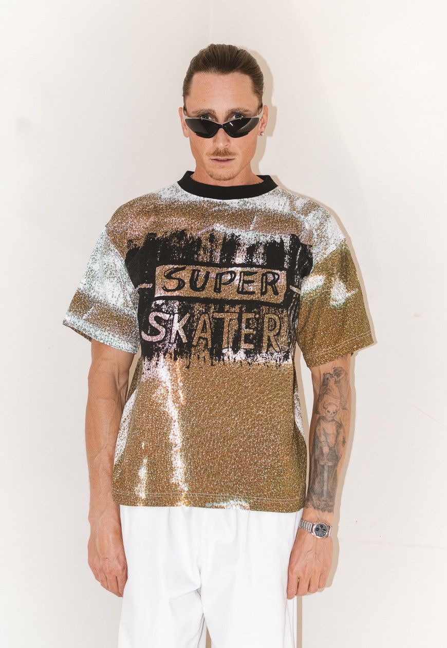 Vintage 90s Rare Sample Super Skater All Over Printed Graphic Tee Hoodie, Sweatshirt | FlexRushtees.com