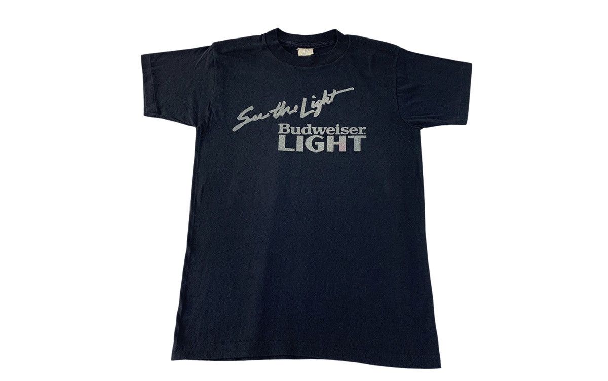 90s Budweiser See The Light Beer Promo Crewneck Printed Tee Hoodie, Sweatshirt | FlexRushtees.com
