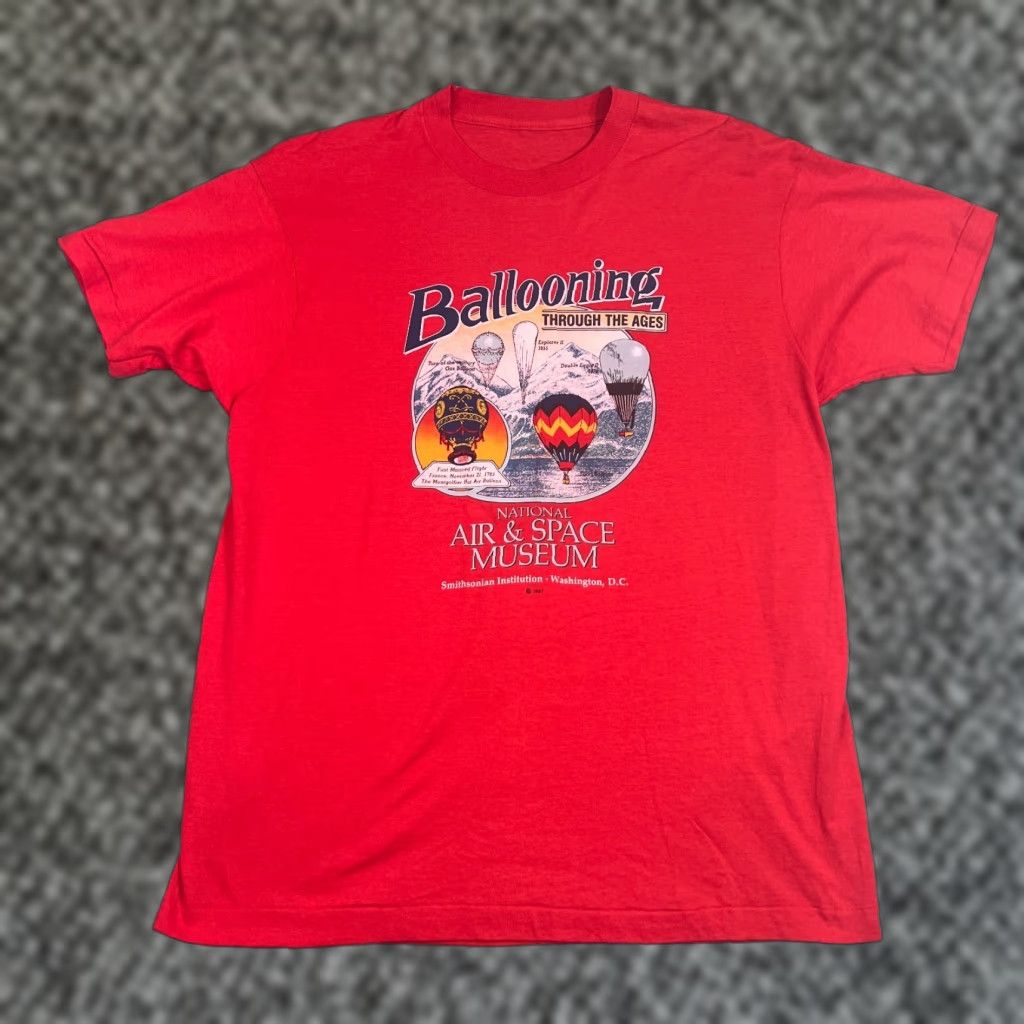 Vintage Smithsonian Space T Shirt Men Large Red 80s Air And Space Museum Graphic Print