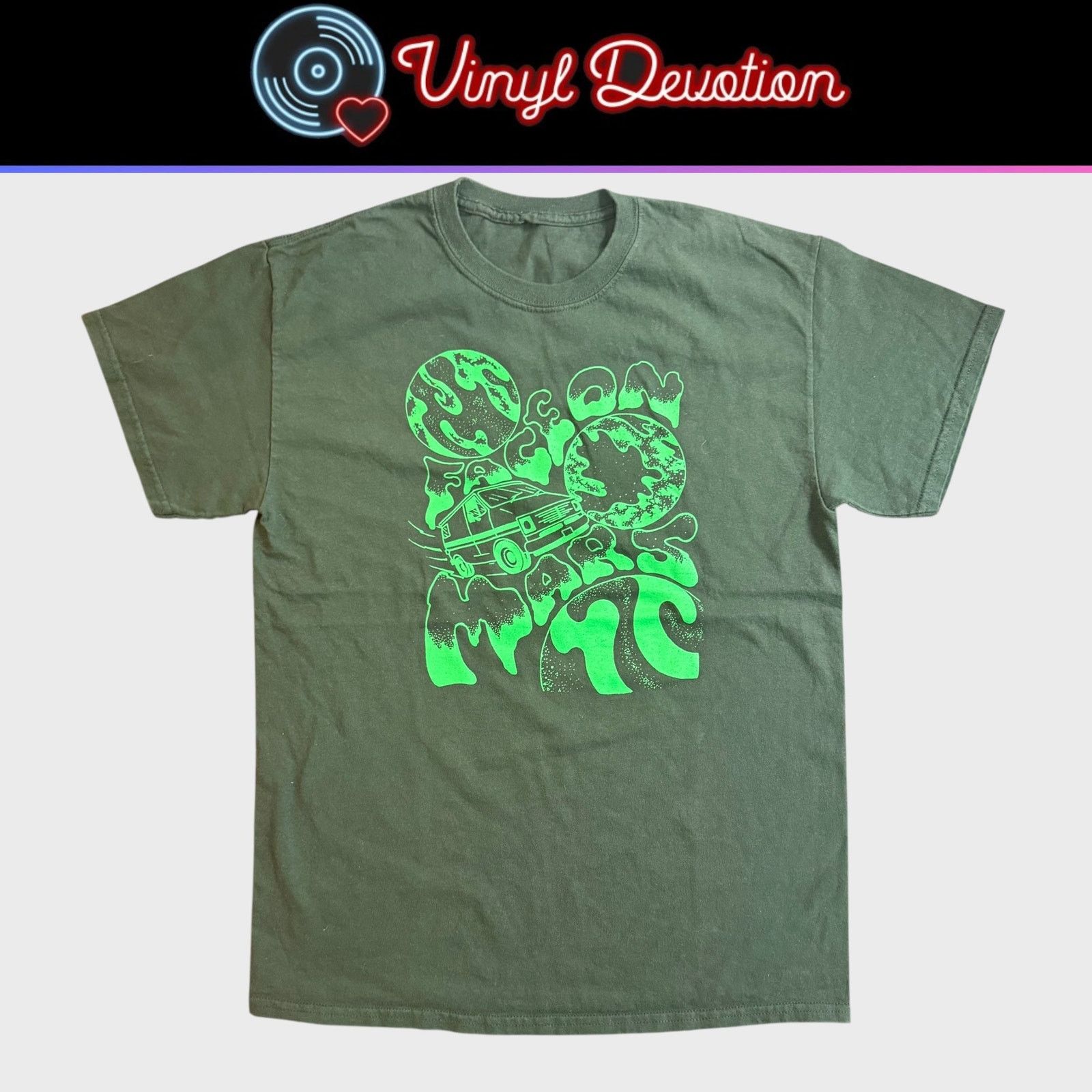 Other Face On Mars Psychedelic Band Green T Shirt Size M