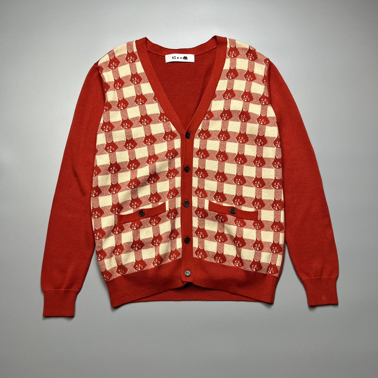 Net Ne Net Head Cat Knitted Cardigan
