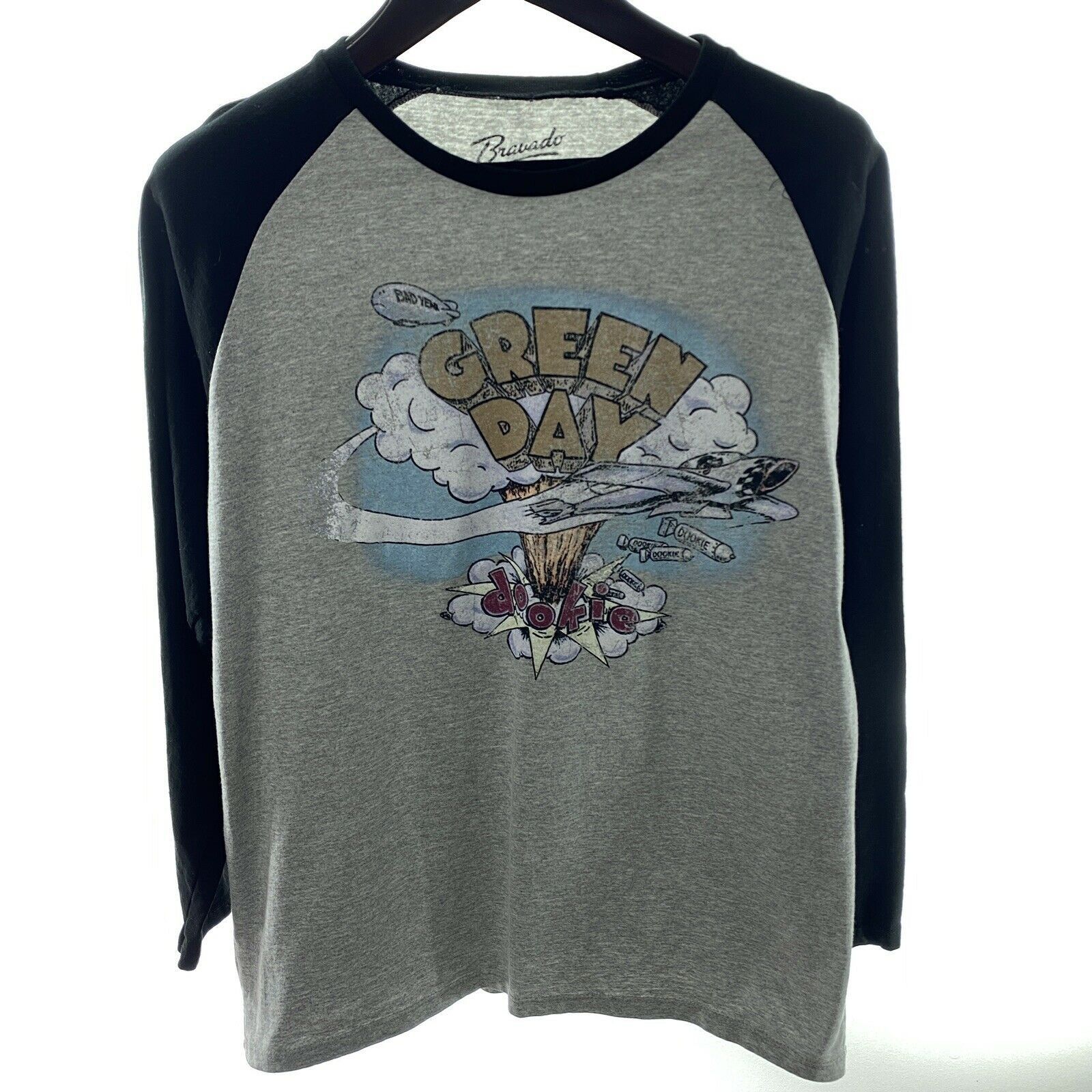 Bravado Green Day Dookie Xl Raglan Gray T Shirt By Bravado Cotton Hoodie, Sweatshirt | FlexRushtees.com