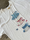 Vintage Coffee Tea Mug Distressed Bonjour Art Tee Xxl
