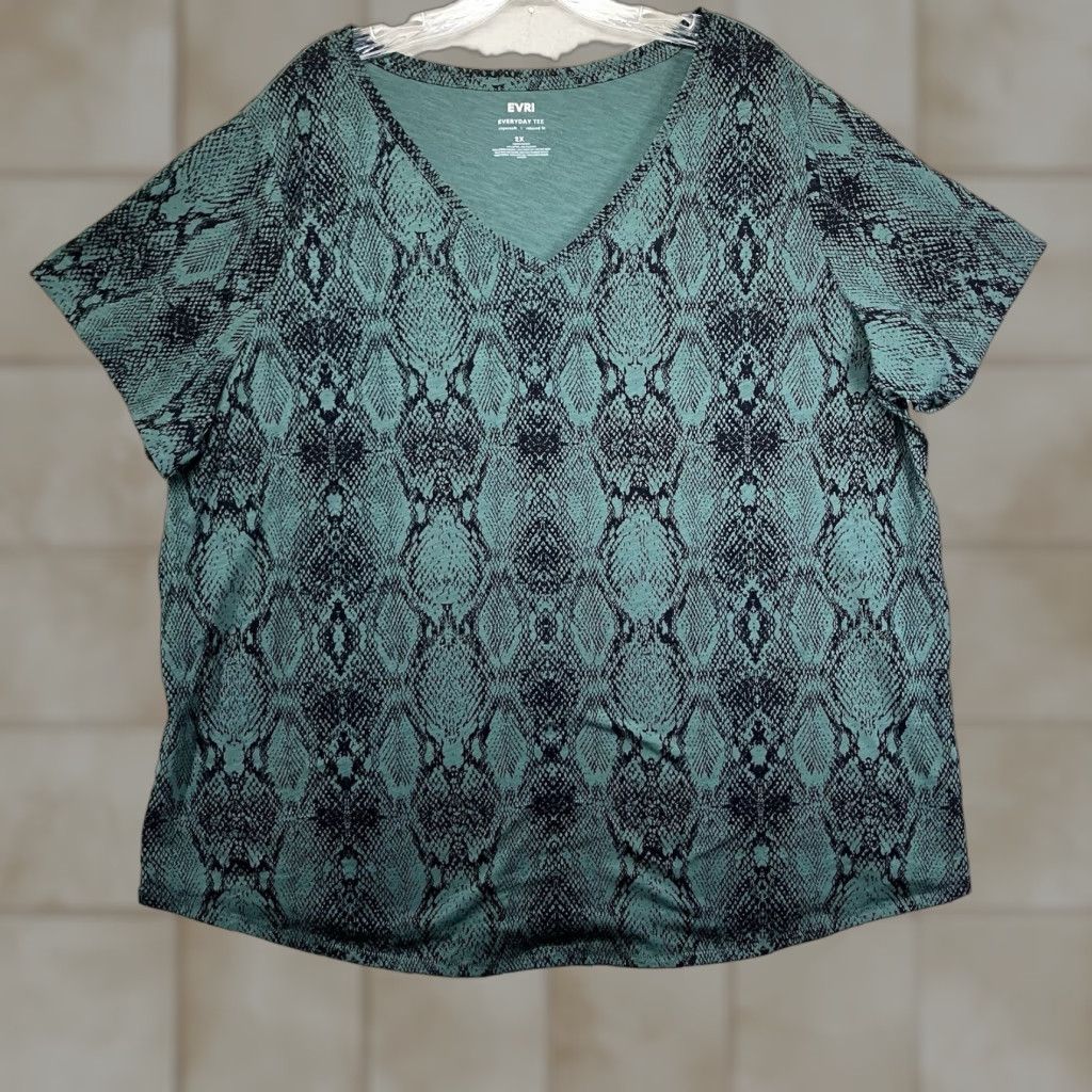 Vintage Women S Plus Size 2x Snakeskin Print T Shirt Casual Spring Summer Short Sleeve Geome