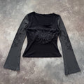 20471120 Y2k Tribal Vintage Avan Garde Gothic Mesh Long Sleeve Top