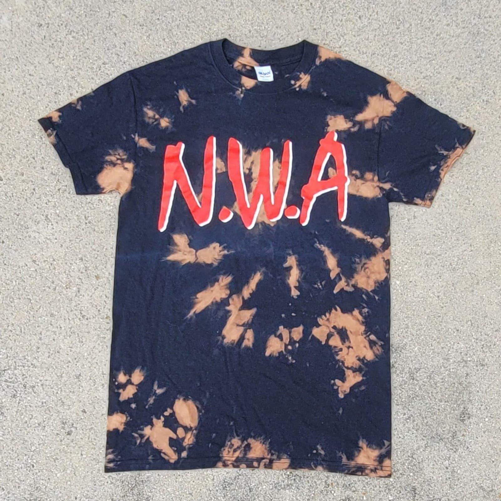 Gildan N W A Custom Bleach Dyed T Shirt Hoodie, Sweatshirt | FlexRushtees.com