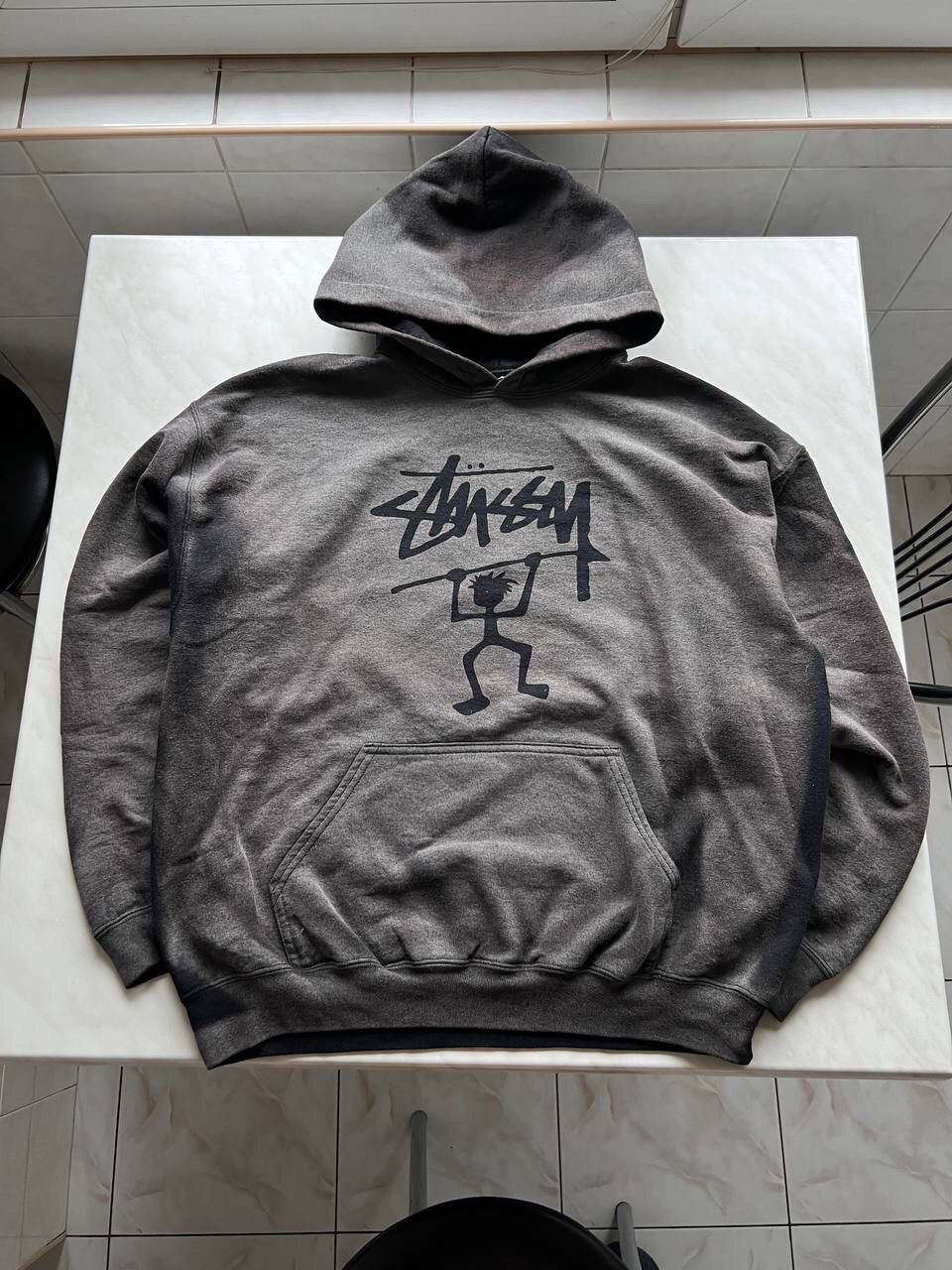 Vintage Stussy Custom Sun Faded Hoodie Y2k Og Navy Gray T-Shirts, Sweatshirt | FlexRushtees.com