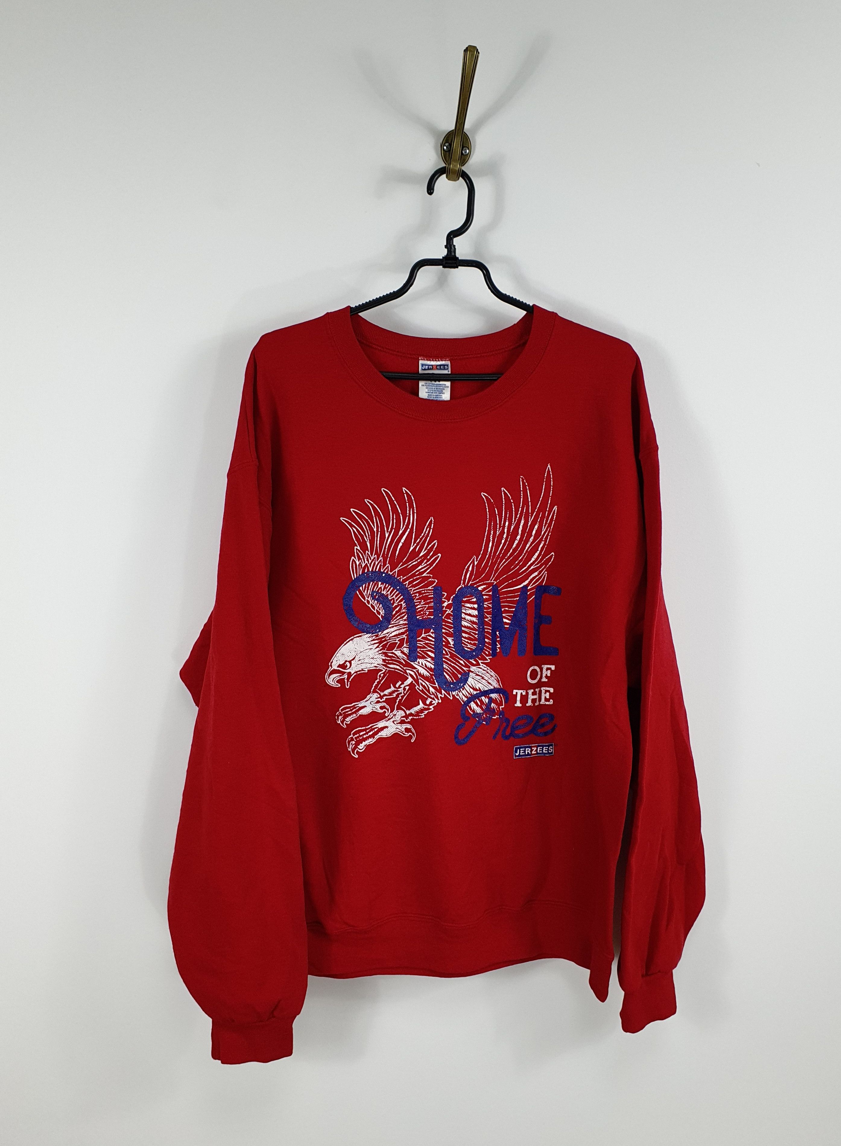 Vintage Jerzees Sweatshirt Pullover Red Home Of The Free