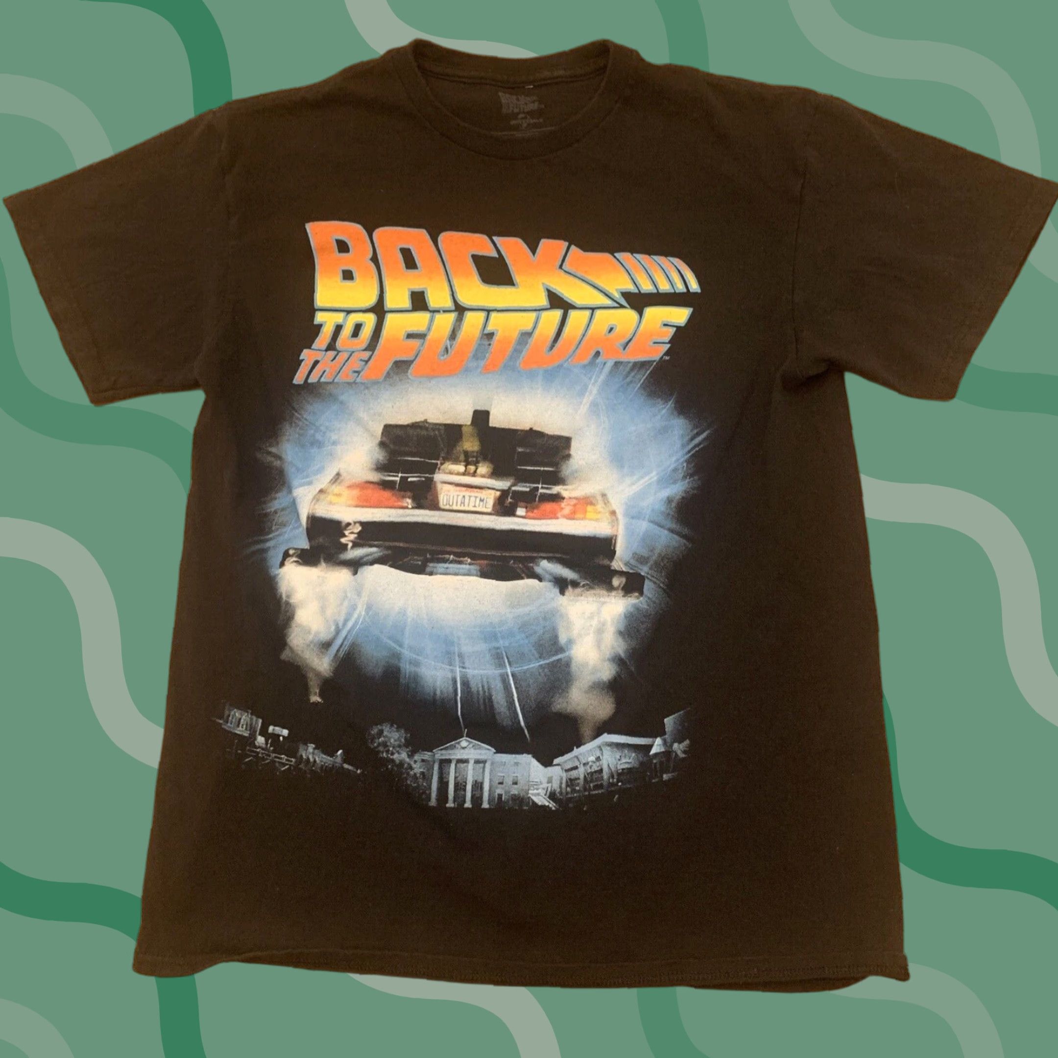 Vintage Back To The Future Shirt Men Adult M Black Tail Lights Outatime Mcfly 80s Decade Mer