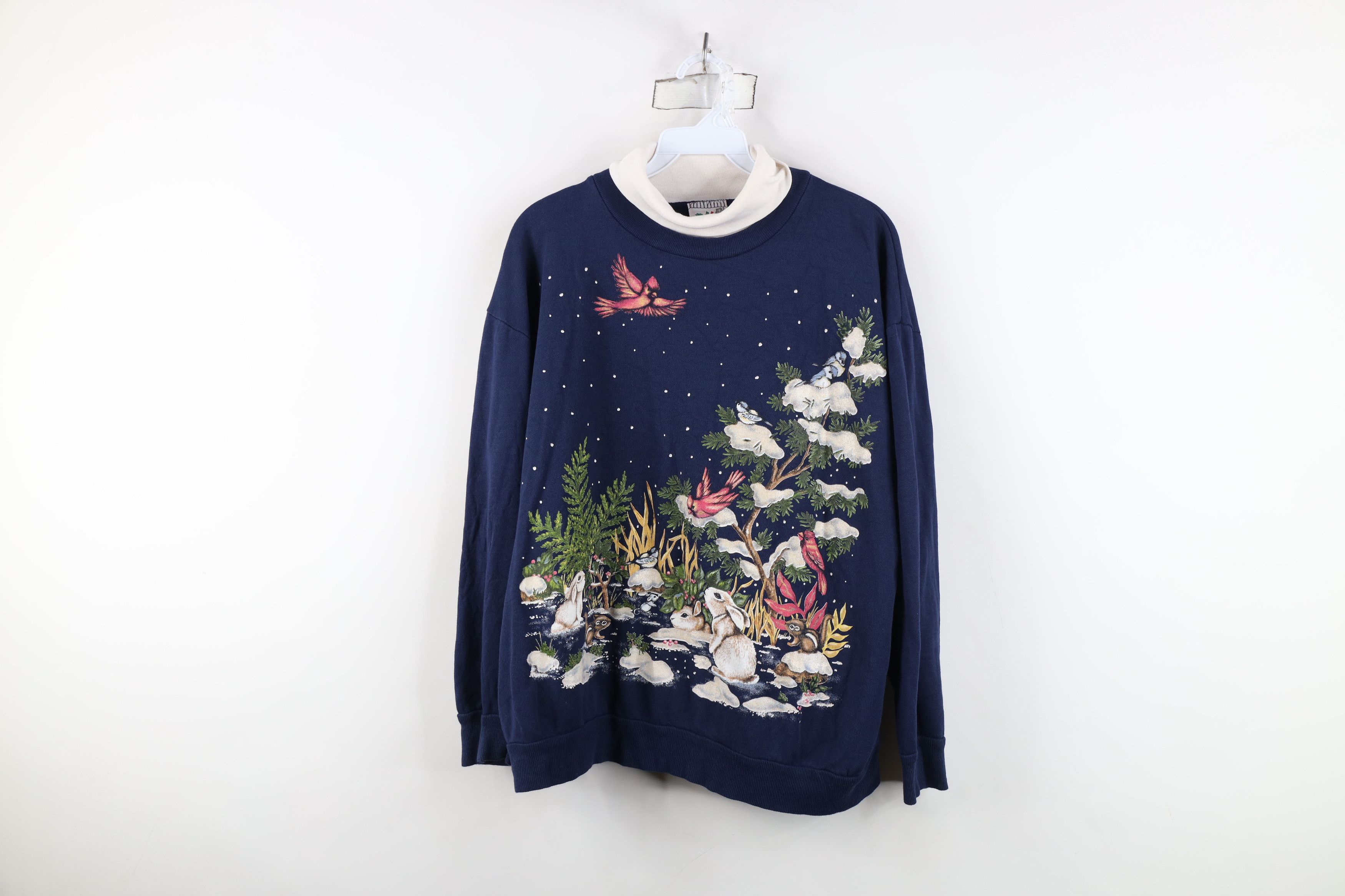 Vintage 90s Streetwear Winter Turtleneck Sweatshirt Usa