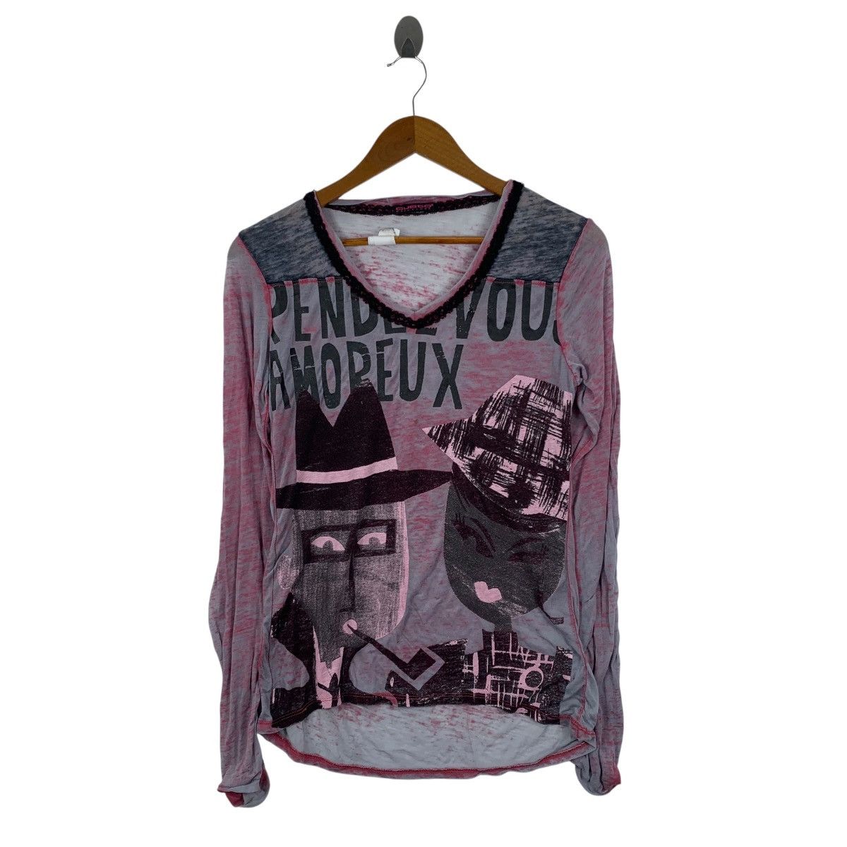 Barcelona Custo Barcelona Paperthin Graphic Abstrac Long Sleeve Tshirt
