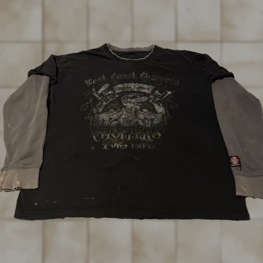 West Coast Choppers Vintage West Coast Choppers T Shirt Long Sleeve Thermal Lined Graphic Print 2xl