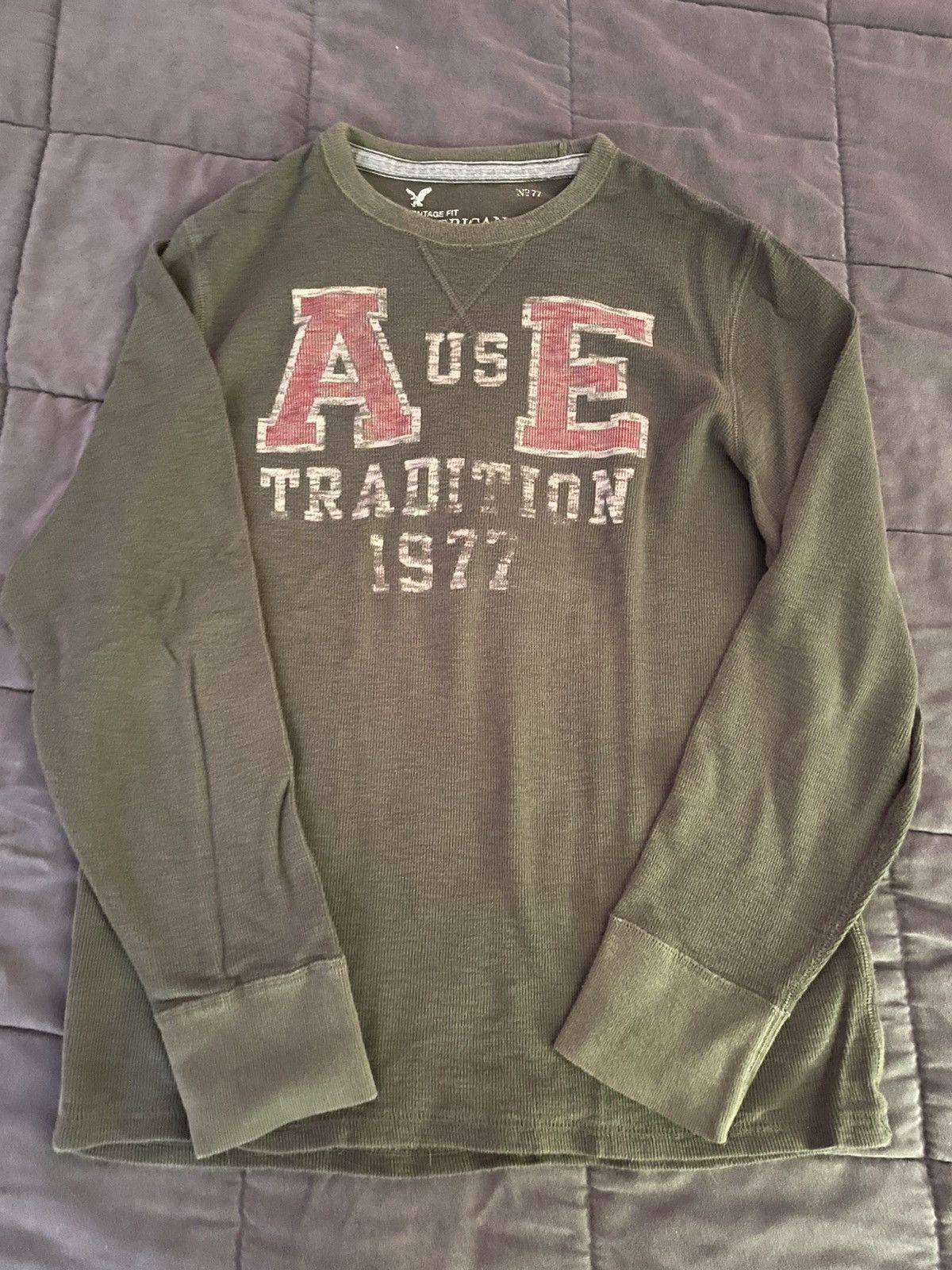 Eagle Outfitters American Eagle Vintage Thermal Long Sleeve Green Olive