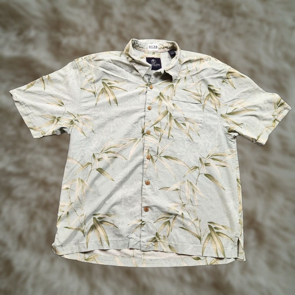 Vintage Jamaica Jaxx Hawaiian Shirt Men S 2xl Short Sleeve Floral Tropical Silk Beige