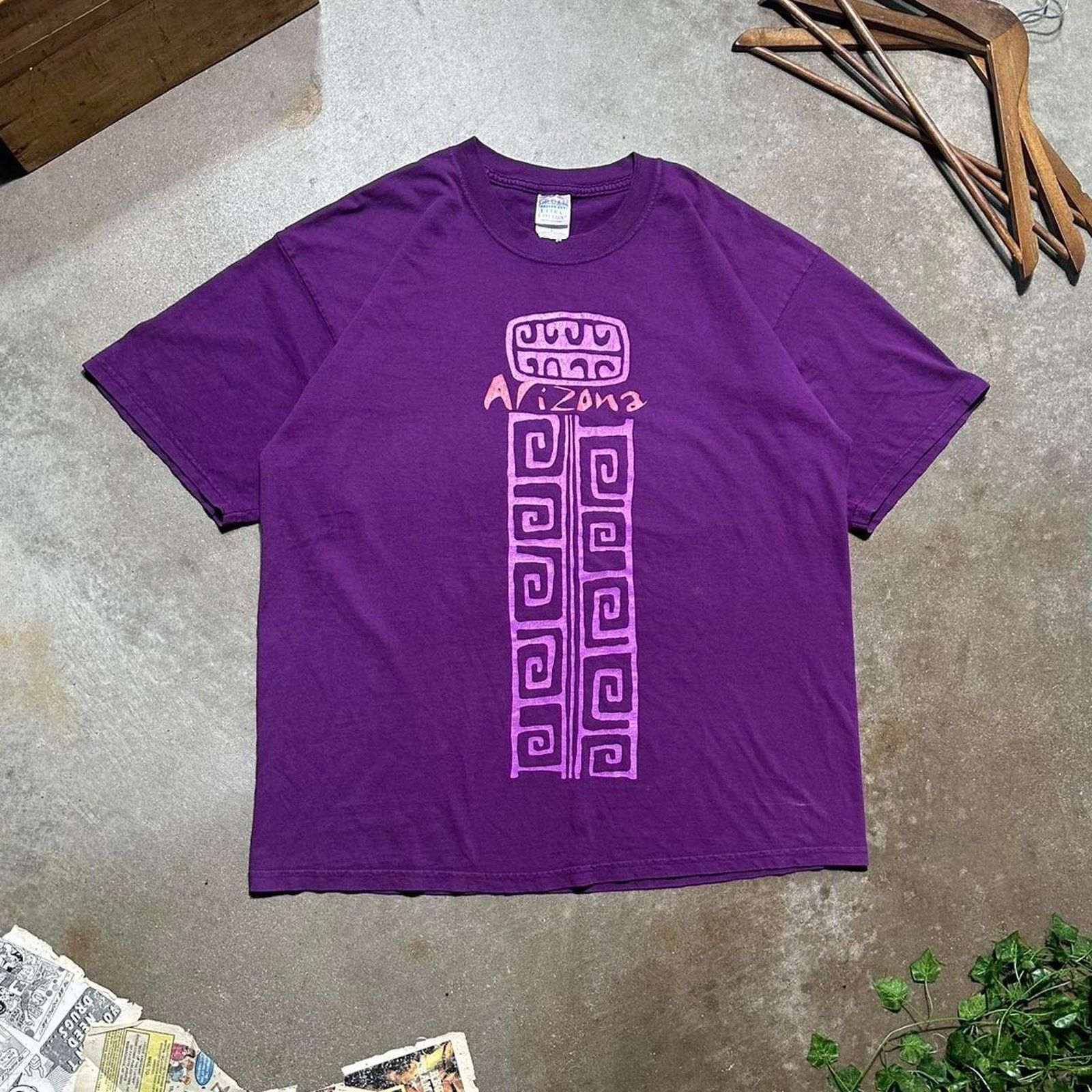 Gildan Vintage Y2k Arizona Graphic Tee Aztec Print Skater Shirt
