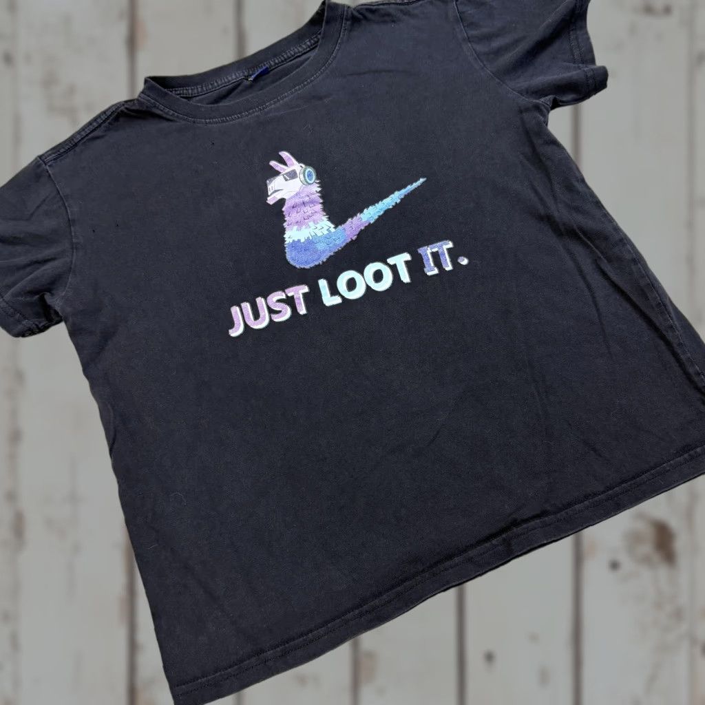 Vintage Fortnite Llama Shirt Mens Medium Black Loot Llama Graphic Tee Crew Neck Short Sleeve T Shirt