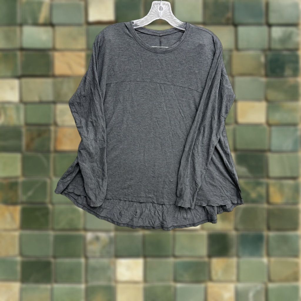 Lululemon Acadia Long Sleeve T Shirt Womens Size 8 Gray Heathered Pitch Sleeve Long Sleeve