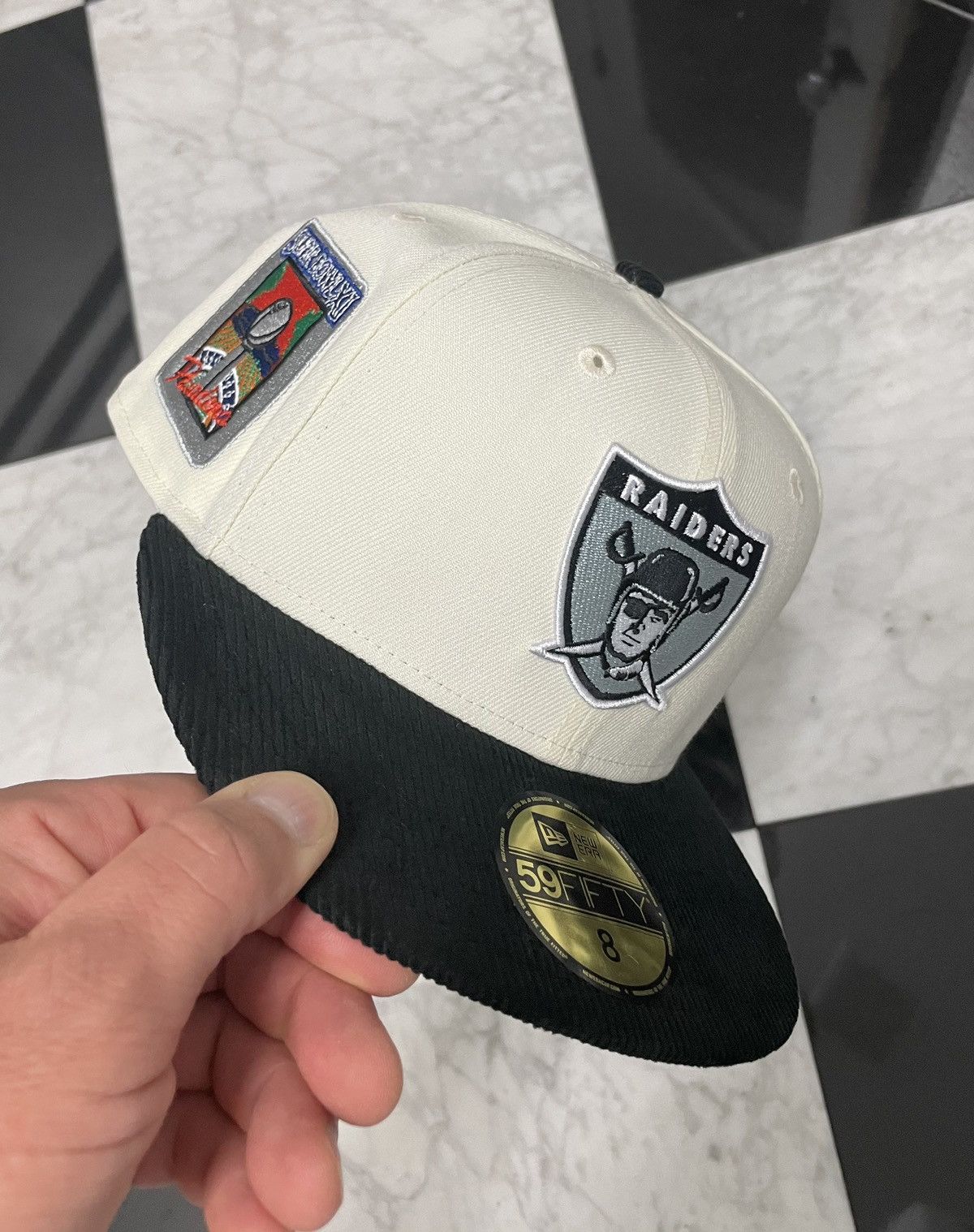 New Era Raiders Fitted Corduroy Brim Size 8