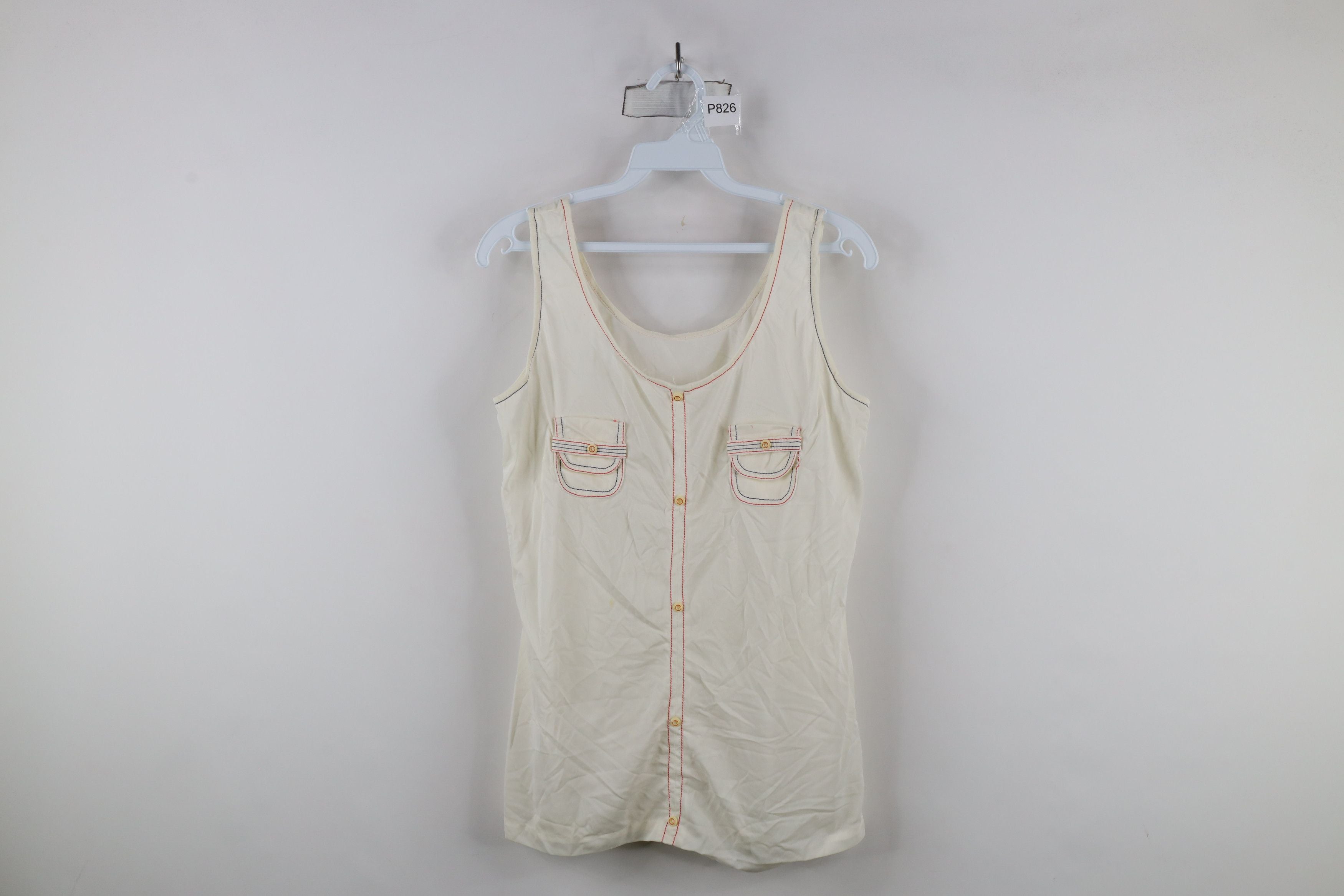 Vintage 60s 70 Streetwear Sheer Pocket Tank Top T Shirt Usa