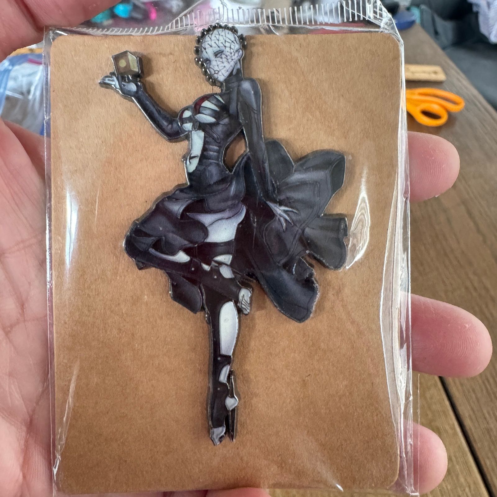 Japanese Brand Black Robotic Girl Halloween Horror Big Enamel Pin Only One