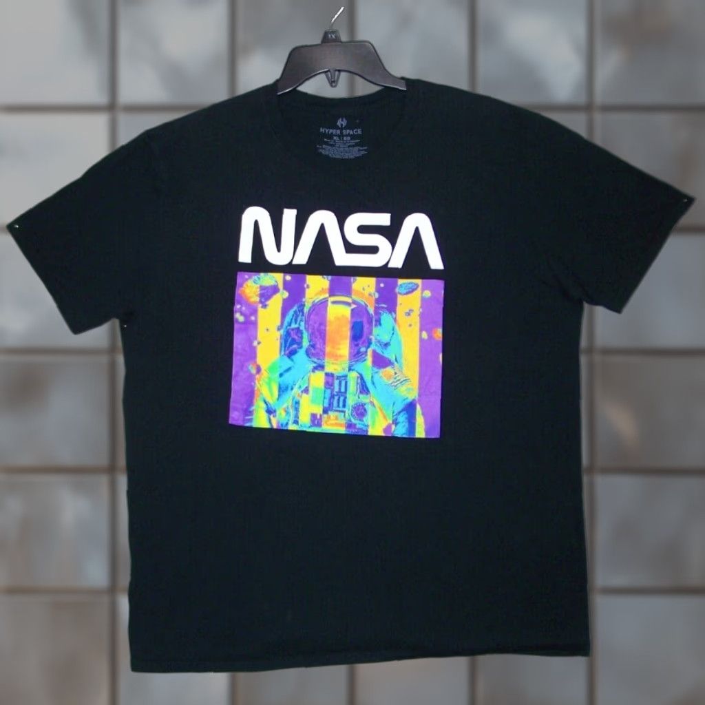 Nasa Hyper Space Shirt Adult Xl Black Graphic Cotton Short Sleeve Mens