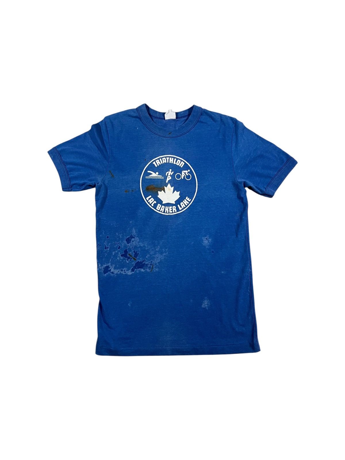 Vintage 70s Triathlon T Shirt Faded Blue