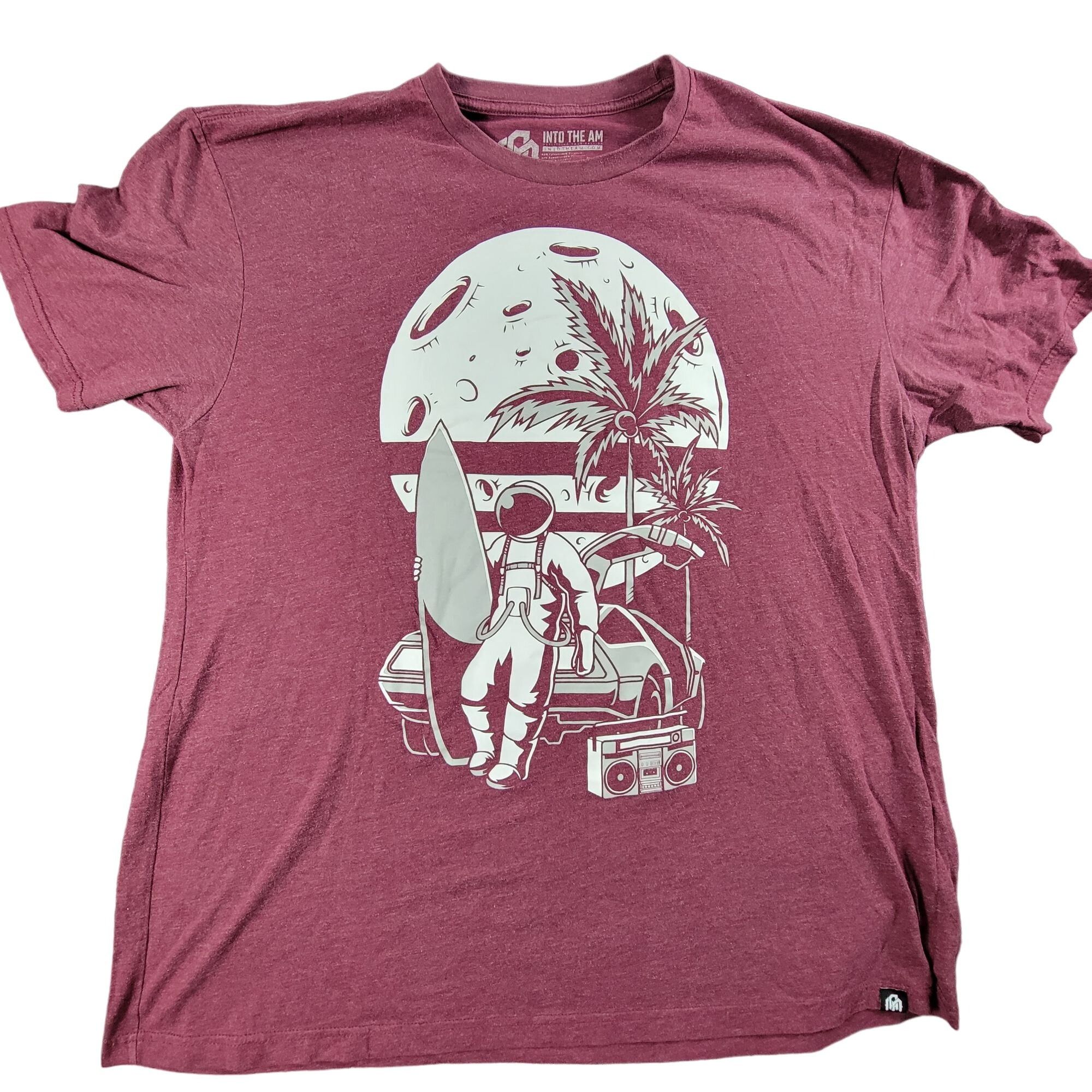 Other Into The Am Mens 2xl Astronaut Moon Man Palm Trees Surf Boar