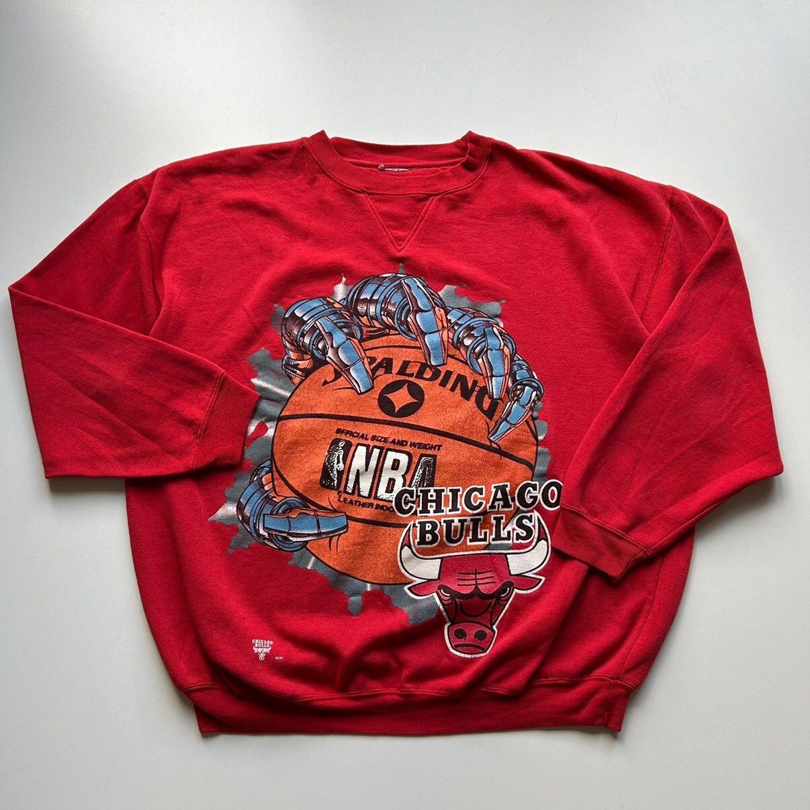Vintage 1990s Chicago Bulls Nba Claw Graphic Crewneck Red Xl