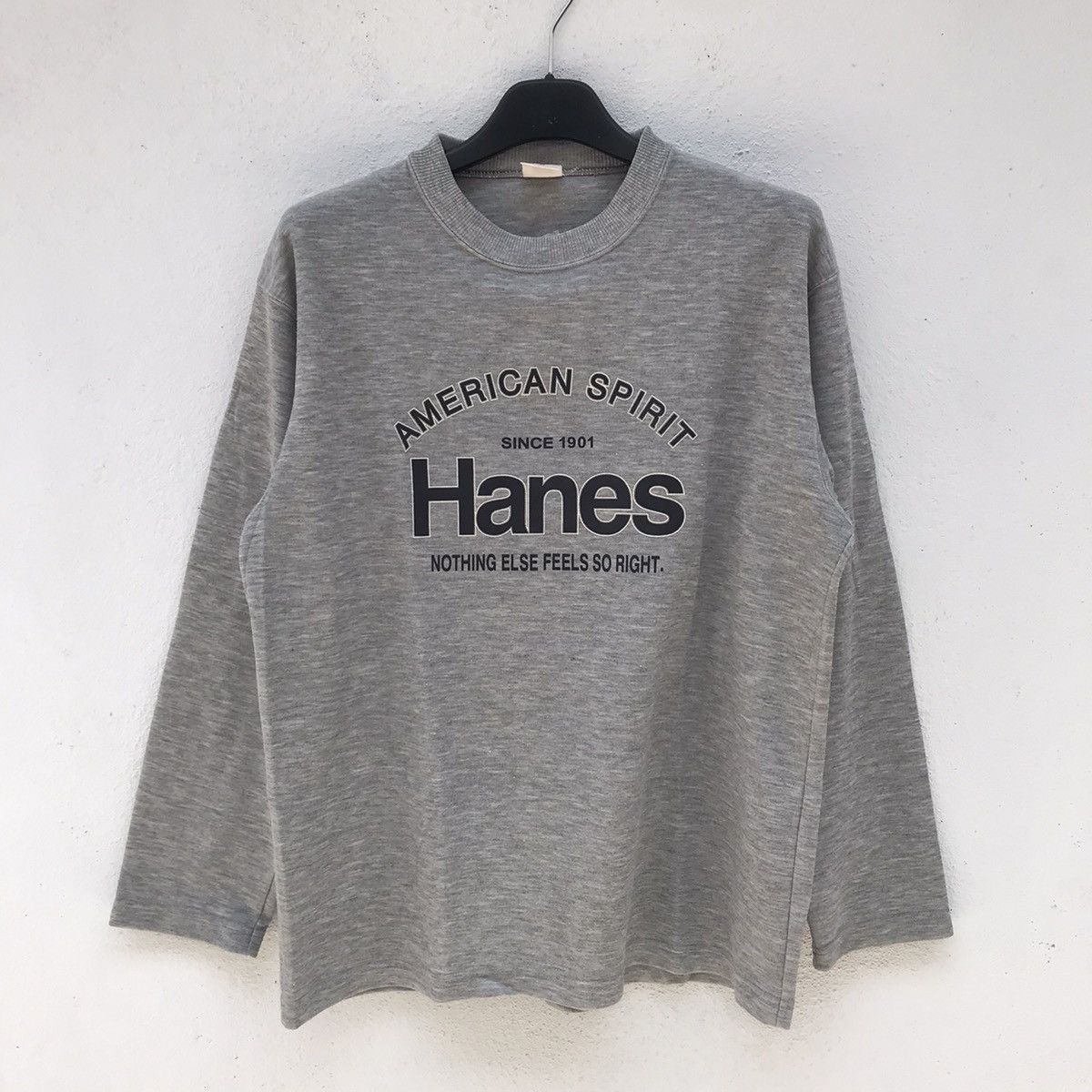 Vintage Hanes Big Logo Spellout Long Sleeve T Shirt
