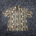 Vintage Cooke Street Honolulu Reverse Print Aloha Shirt M Men Brown Floral Barkcloth Hawaiian Tropic