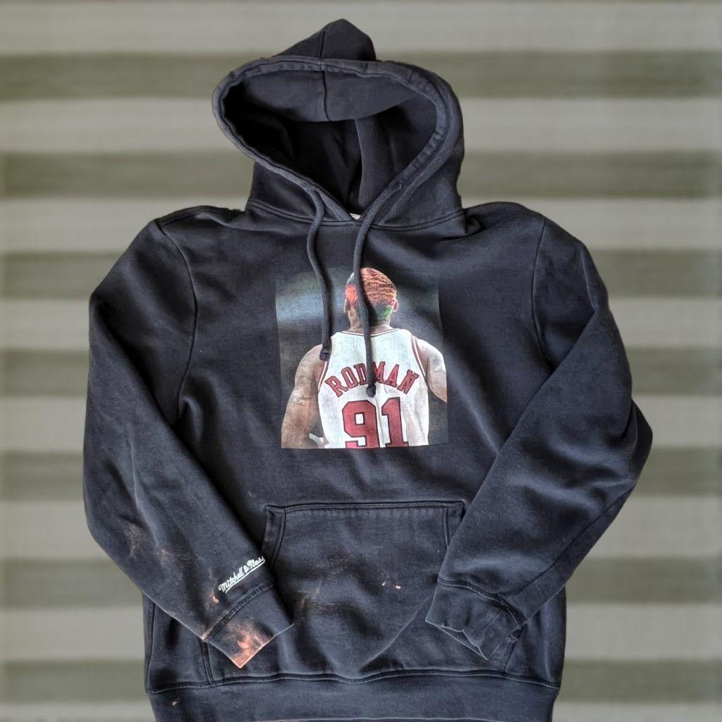 Ness Mitchell Ness Dennis Rodman Graphic Print Hoodie Men S M Black Mens