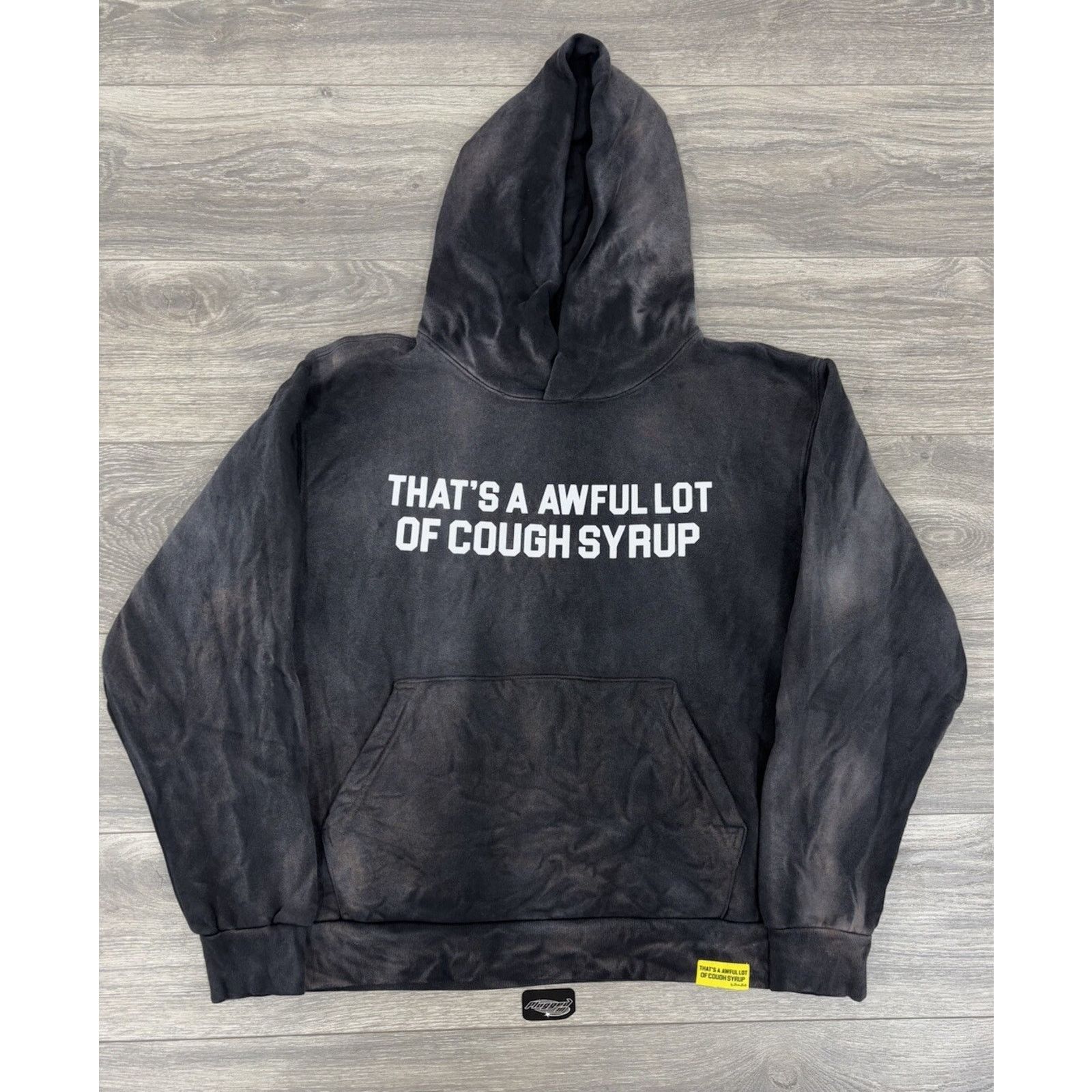 Awful Lot Of Cough Syrup Awful Lot Of Cough Syrup Hoodie Bleached Black New