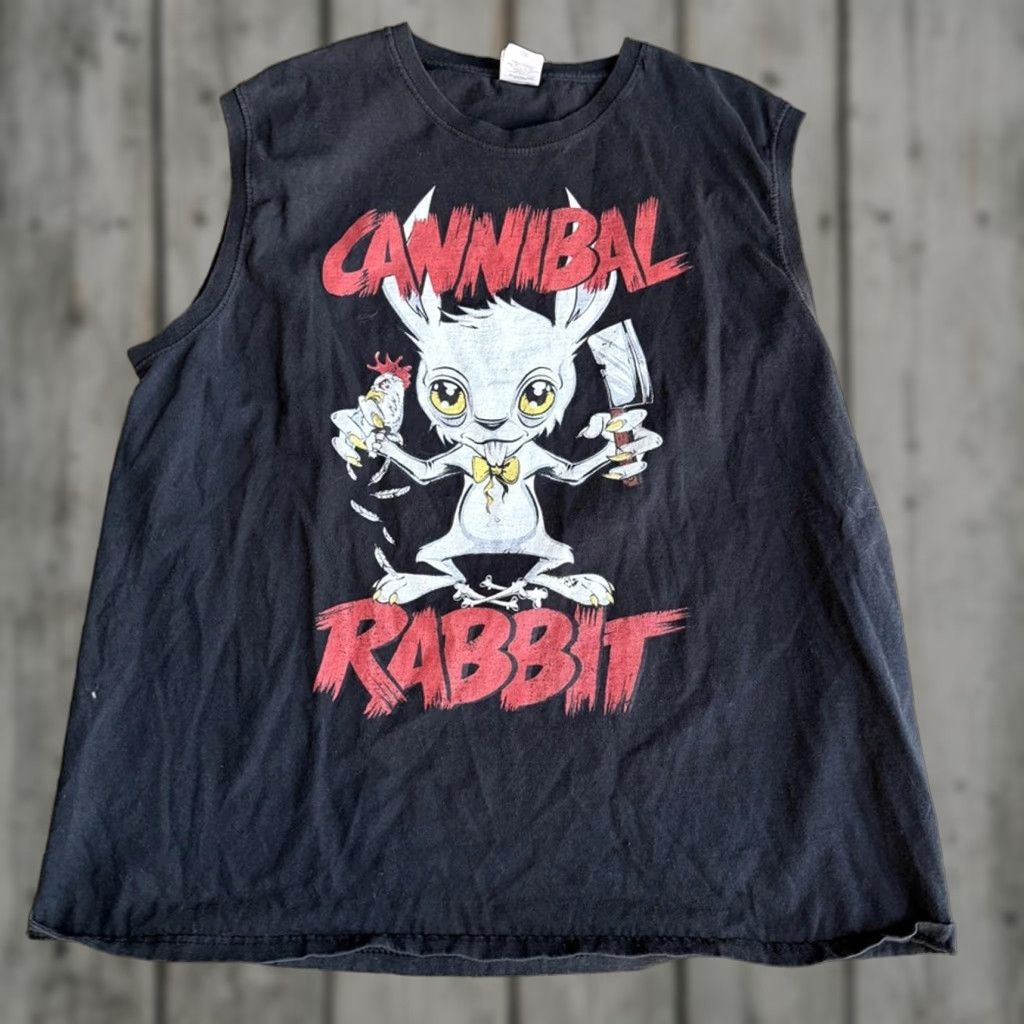 Vintage Cannibal Rabbit Sleeveless Tee Xl Black Fruit Of The Loom Punk Horror Tank Shirt Mens