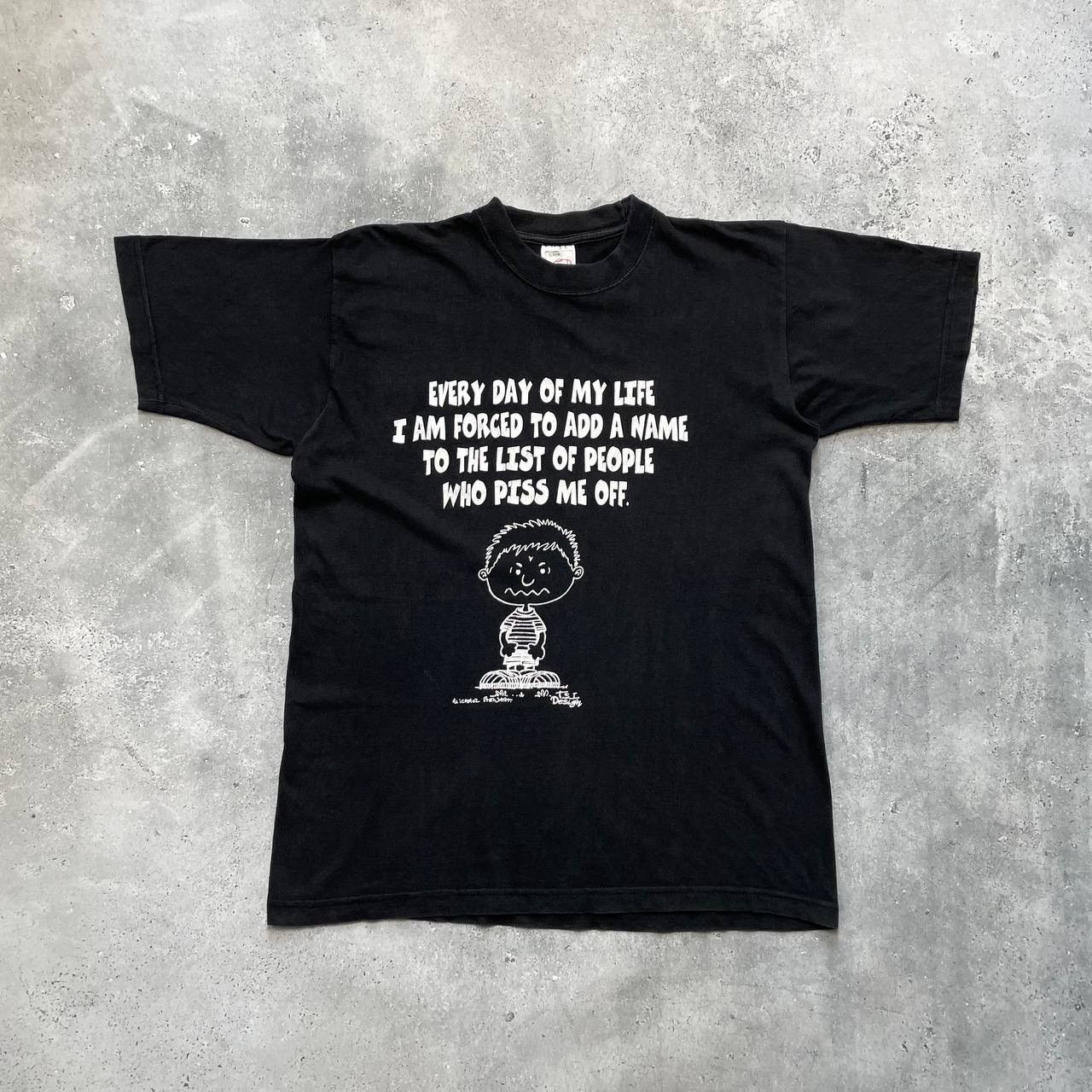 Vintage 90s Piss Off Quote T Shirt Faded Black Hoodie, Sweatshirt | FlexRushtees.com