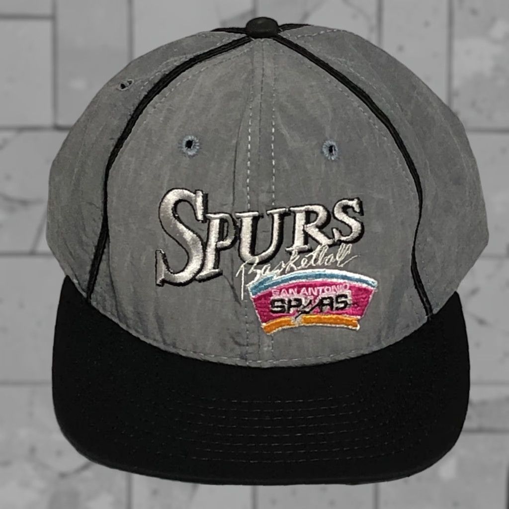 Vintage San Antonio Spurs Cap 90s Men Adjustable Cotton Gray Black Big Logo Rare By The Game