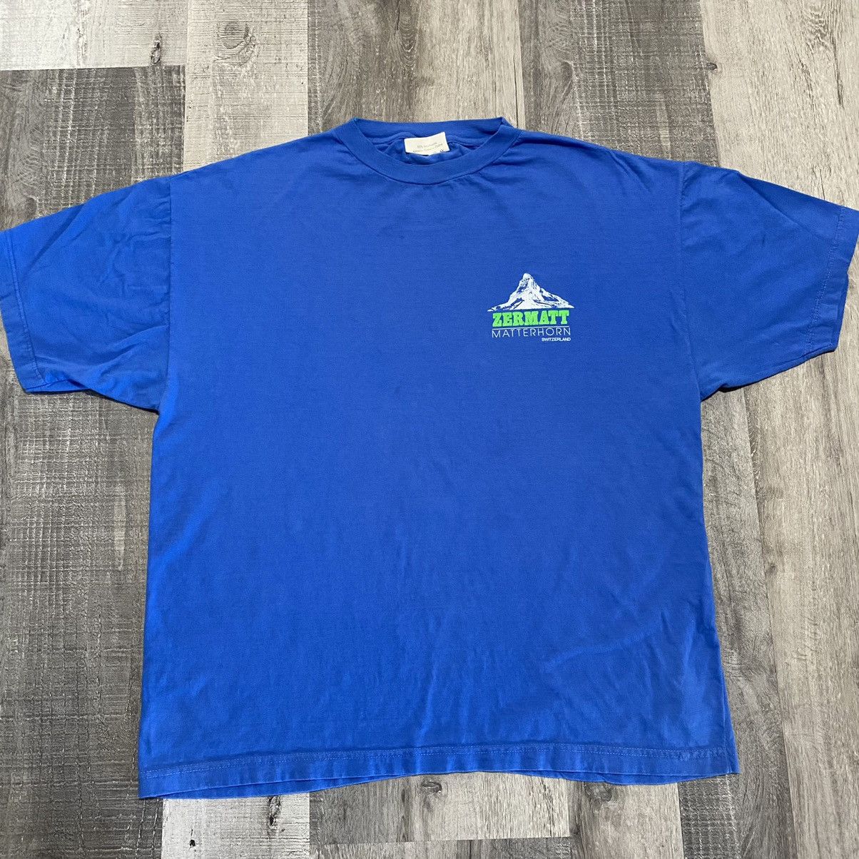 Vintage Zermatt Matterhorn Switzerland Blue Mountain Tee