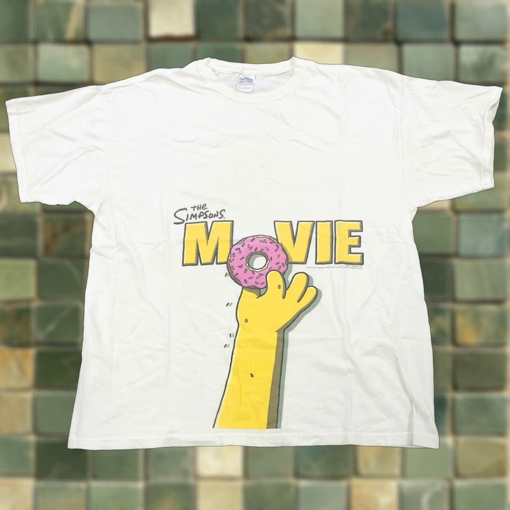 Gildan Rare Vtg The Simpsons Movie Homer Donut 2006 T Shirt 2000s 2007 Film White Sz Xl