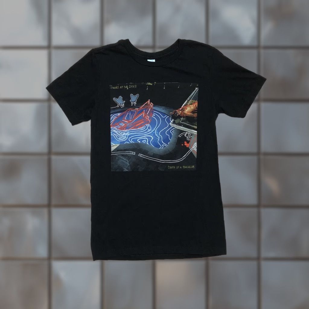 Vintage Panic At The Disco Mens T Shirt Death Of A Bachelor Tour Merchandise Black Short Sleeve Crew Hoodie, Sweatshirt